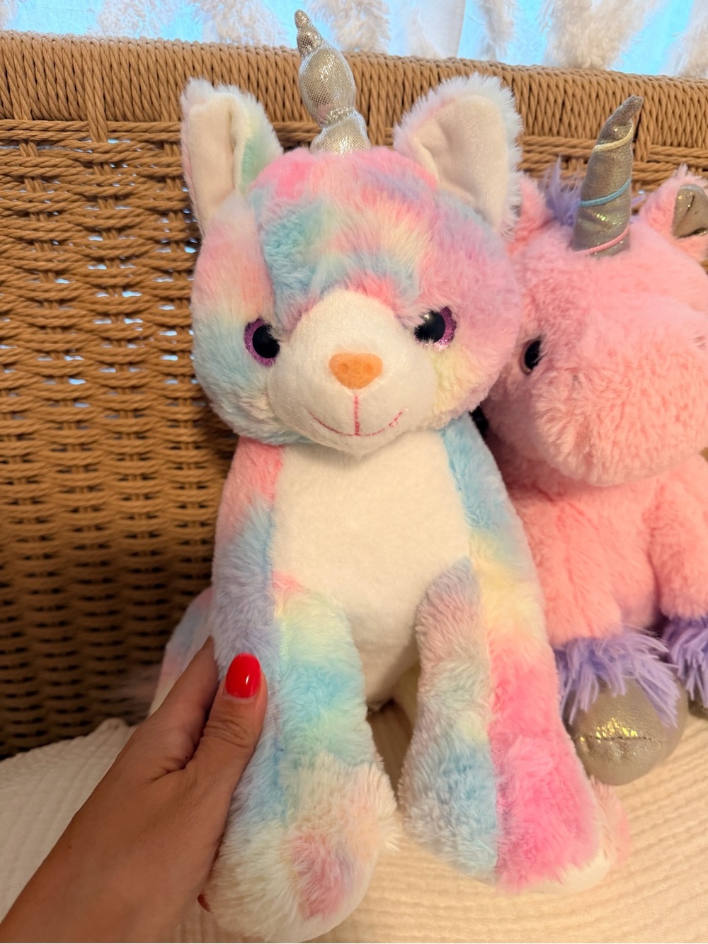 Pastel Rainbow & Pink Unicorn Plush Toy - Soft Cuddle Buddy - Picture 2 of 6